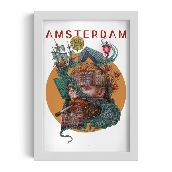 Tablou cu rama alba Amsterdam