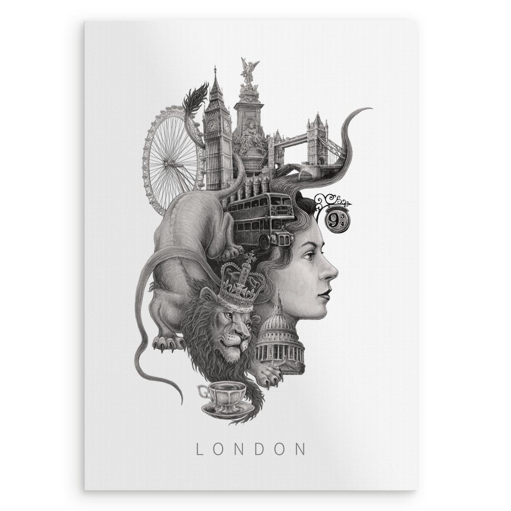 Tablou fara rama Londra Alb-Negru