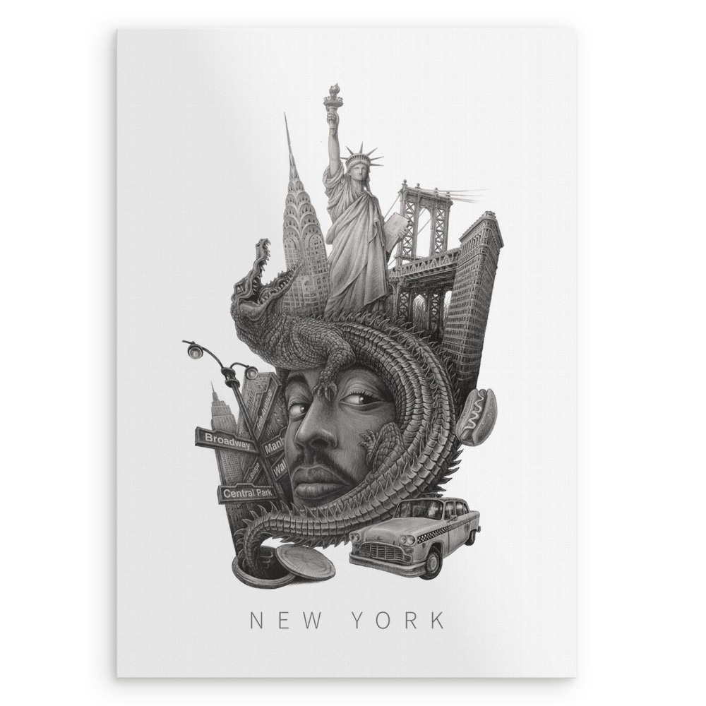 Tablou fara rama de alicja kocurek New York Alb-Negru