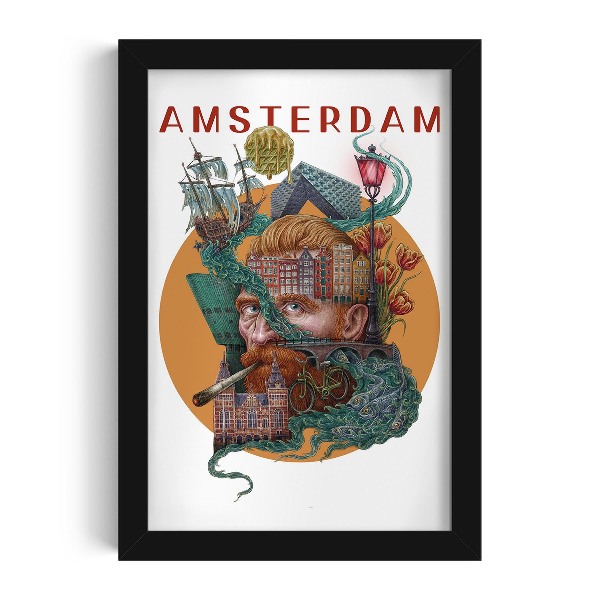 Tablou cu rama neagra Amsterdam
