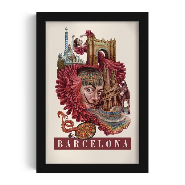 Tablou cu rama neagra Barcelona Vintage