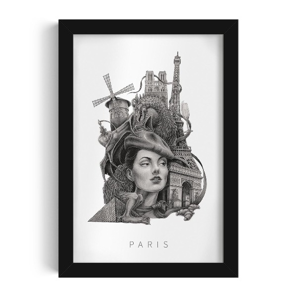 Tablou cu rama neagra Paris Alb-Negru
