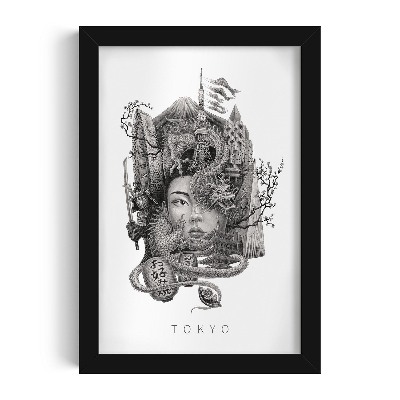 Tablou cu rama neagra de Alicja Kocurek Tokyo Alb-Negru
