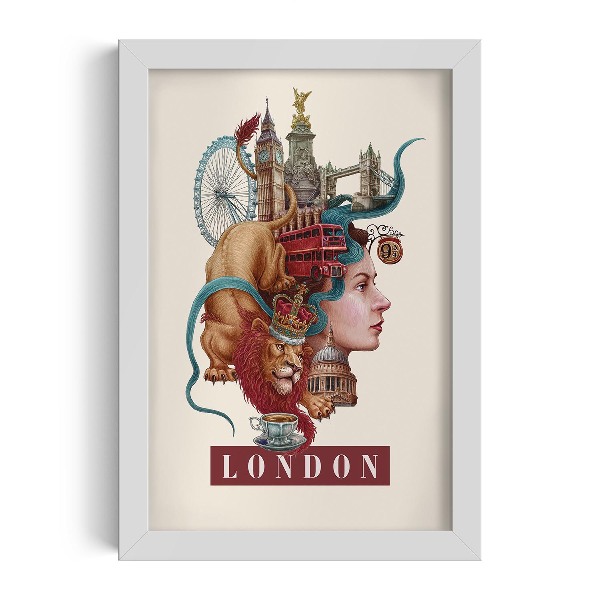 Tablou cu rama alba Londra Vintage
