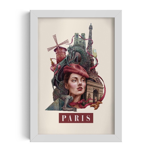 Tablou cu rama alba de alicja kocurek Paris Vintage