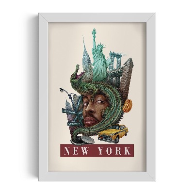 Tablou cu rama alba de alicja kocurek New York Vintage