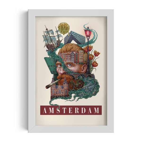 Tablou cu rama alba Amsterdam Vintage
