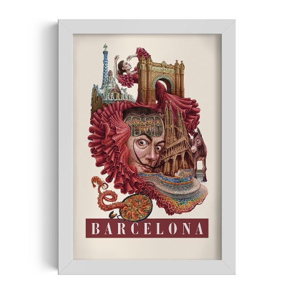 Tablou cu rama alba de alicja kocurek Barcelona Vintage