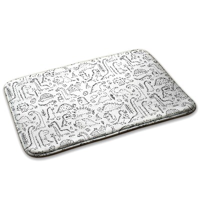  Covor bucătărie antiderapant Dinozauri și plante în stil desen animat