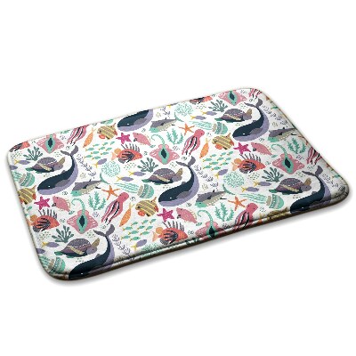  Covor bucătărie antiderapant Temă marină cu balene și pești