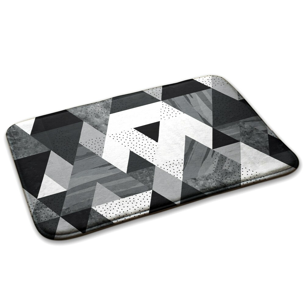 Covor antiderapant Triunghiuri geometrice alb-negru