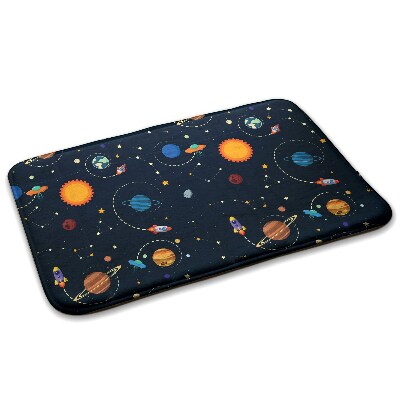  Covor bucătărie confortabil Temă spațială cu planete și rachete