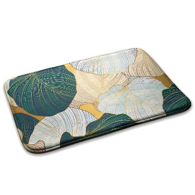  Covor modern confortabil Frunze în nuanțe de verde și auriu