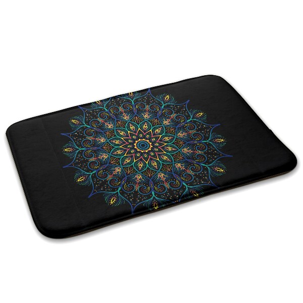Covor copii Mandala colorată pe fundal negru