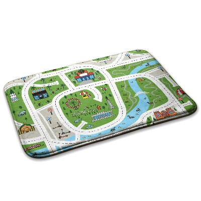  Covor dormitor Temă oraș cu drumuri și clădiri