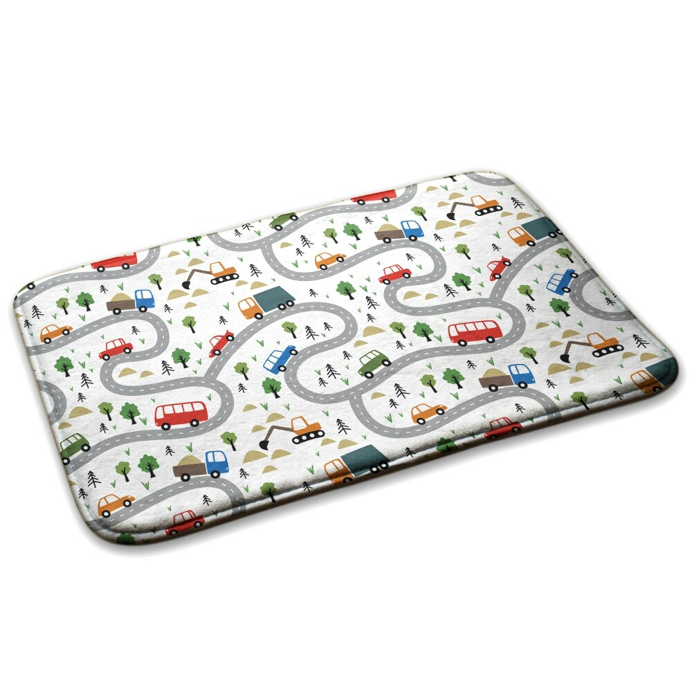  Covor copii Un drum cu mașini și copaci