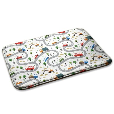  Covor copii Un drum cu mașini și copaci