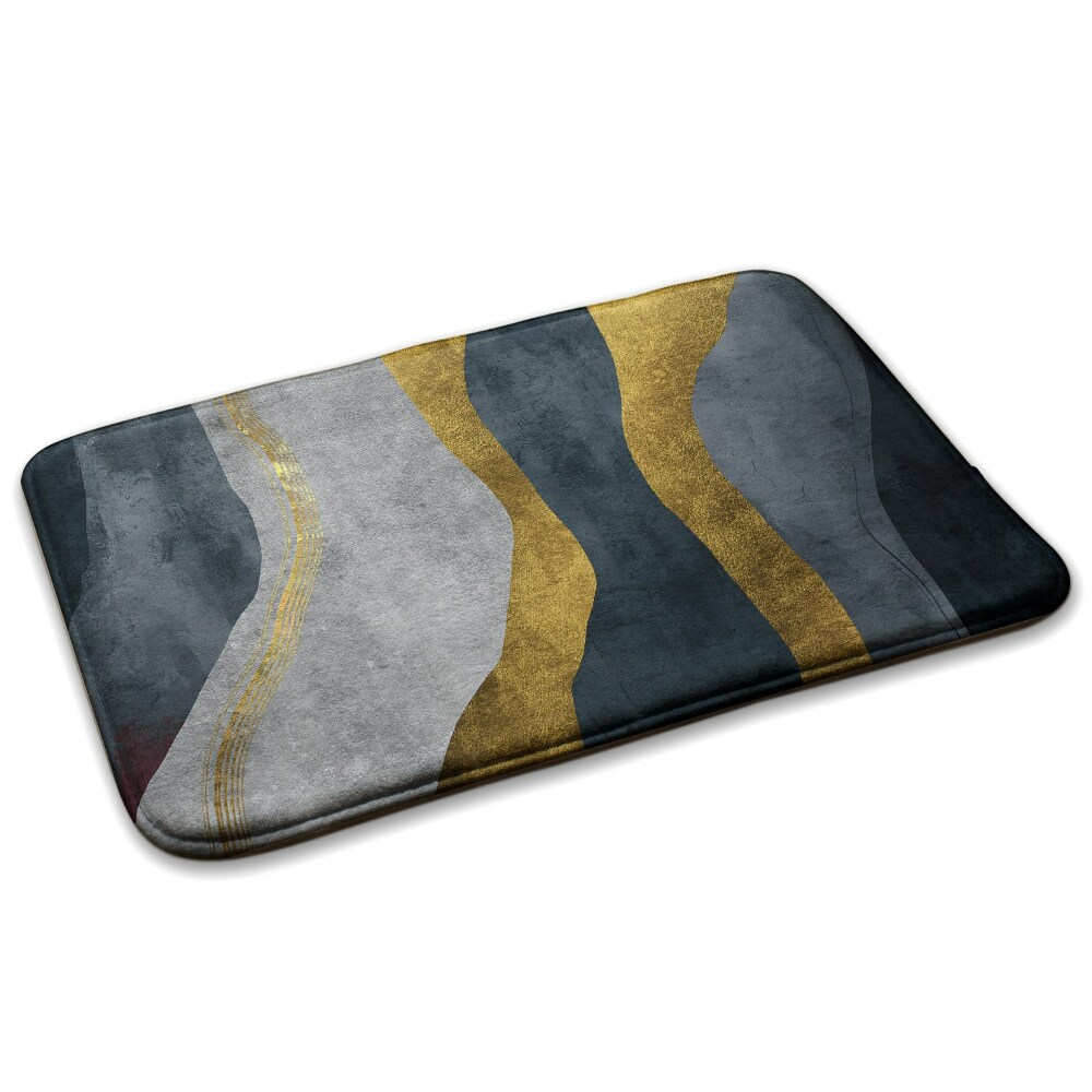  Covor dormitor Linii ondulate abstracte în nuanțe de auriu