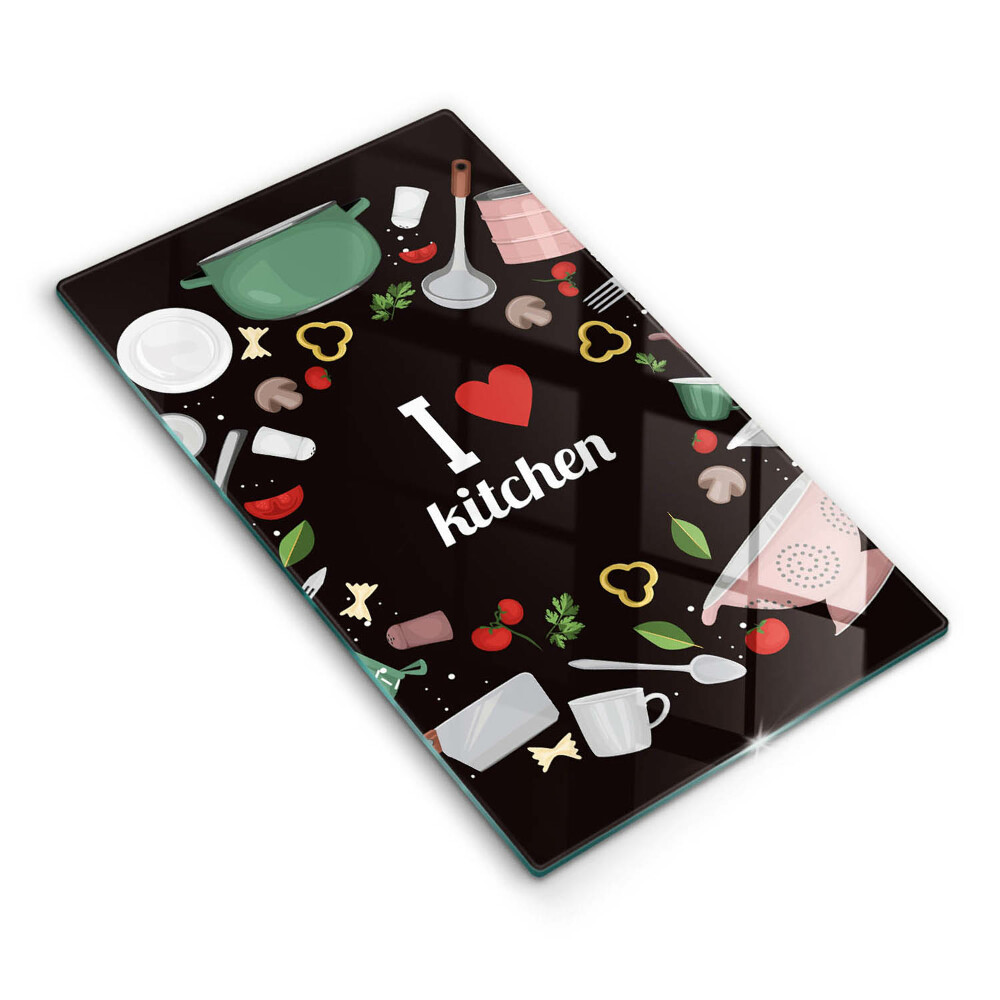 Tocător de bucătărie decorativ Îmi plac ilustrațiile din bucătărie