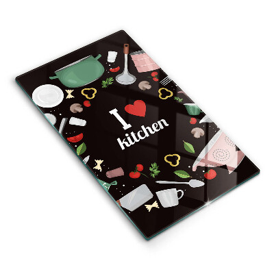 Tocător de bucătărie decorativ Îmi plac ilustrațiile din bucătărie
