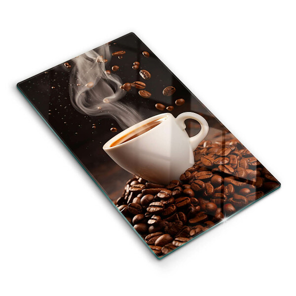 Tocător de bucătărie decorativ O ceașcă fierbinte de cafea