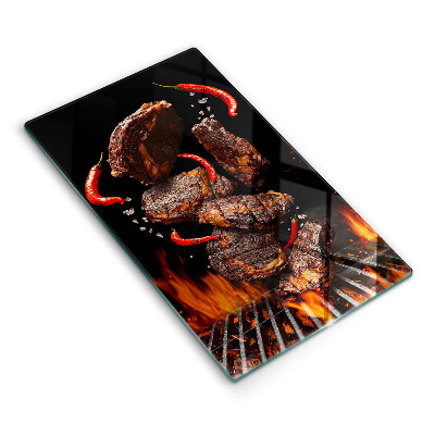 Tocător sticlă decorativ Carne la grătar