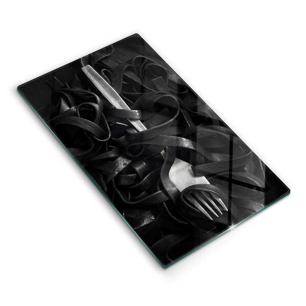 Tocător de bucătărie decorativ Paste negre și furculiță