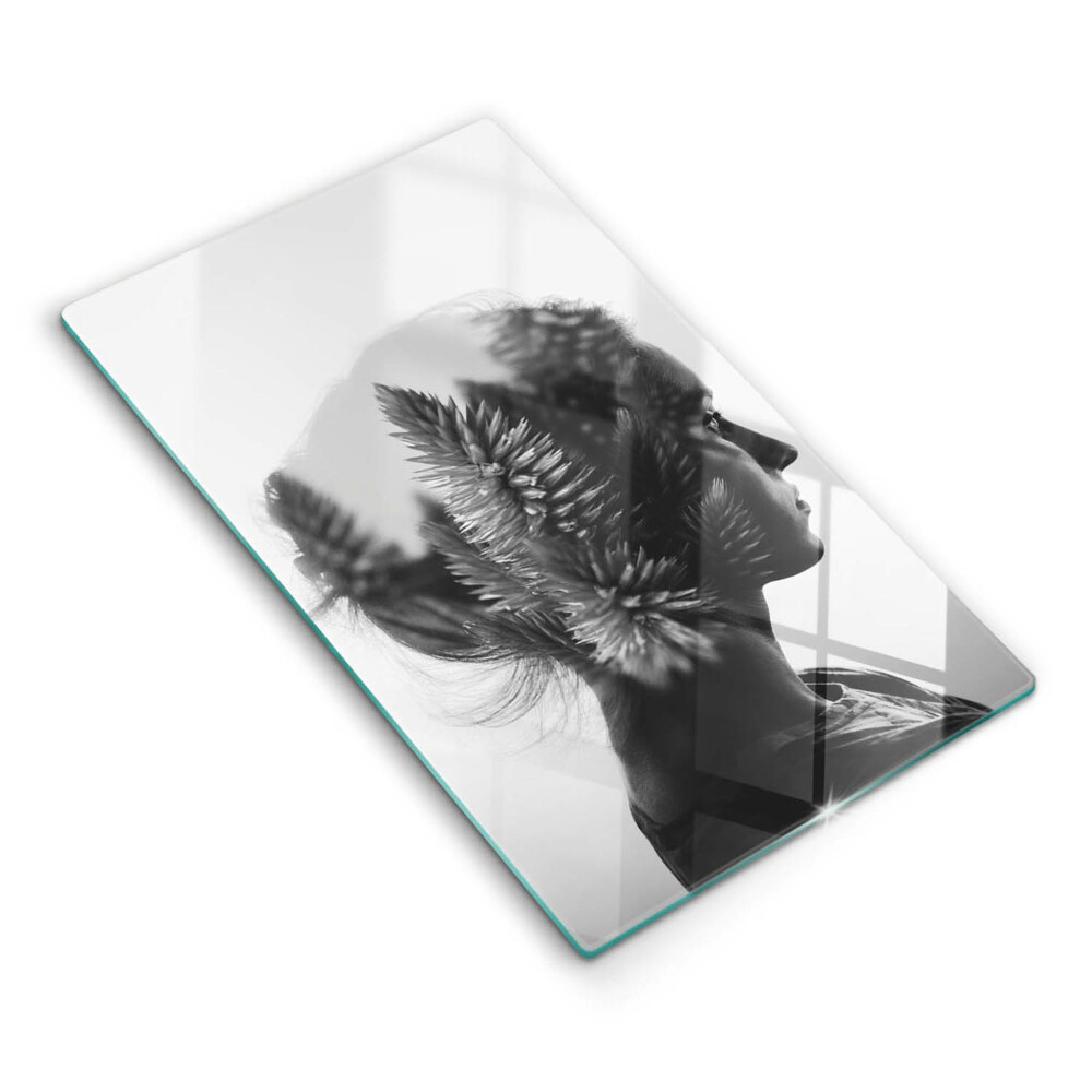 Tocător din sticlă decorativ Femeia și pădurea