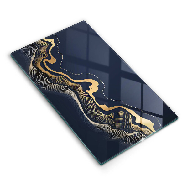 Tocător din sticlă Linii aurii abstracte