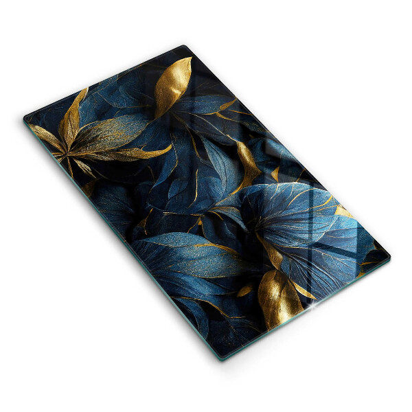 Tocător din sticlă Frunze decorative cu aur