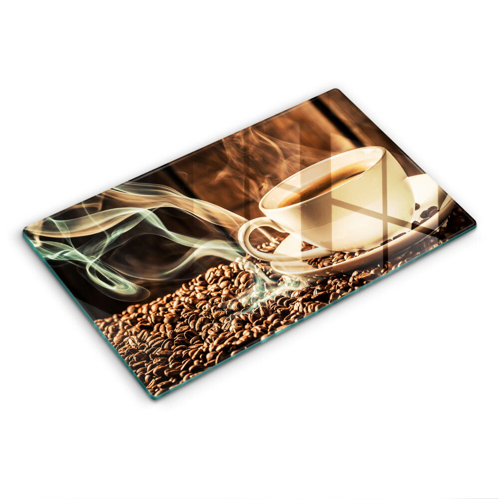 Tocător din sticlă decorativ Ceașcă și boabe de cafea