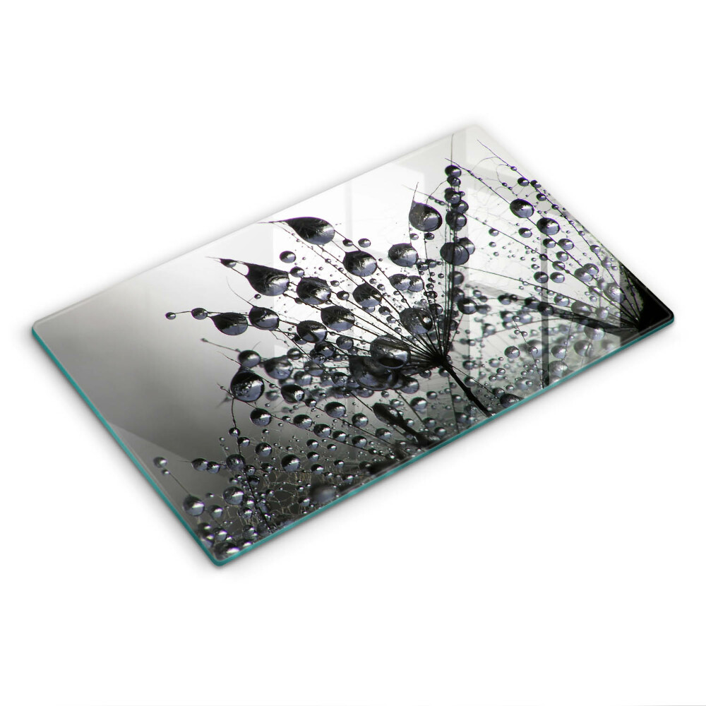 Tocător sticlă decorativ Păpădii și rouă