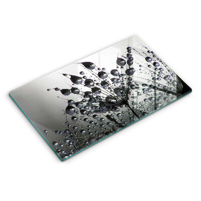 Tocător sticlă decorativ Păpădii și rouă