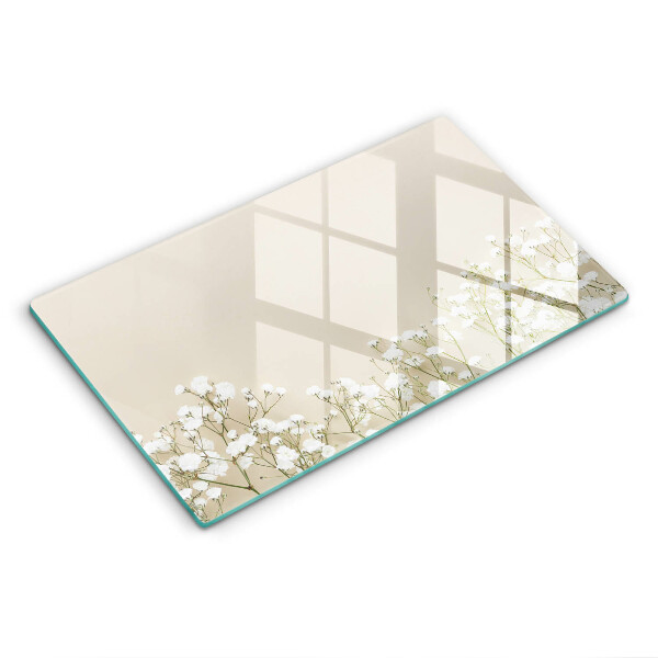 Tocător sticlă decorativ Flori boho de gipsofilă