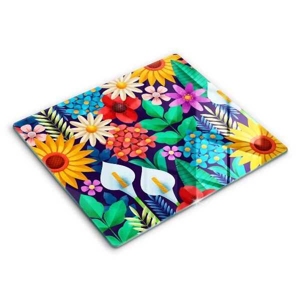 Tocător de bucătărie modern Ilustrație flori de luncă 60x52 cm