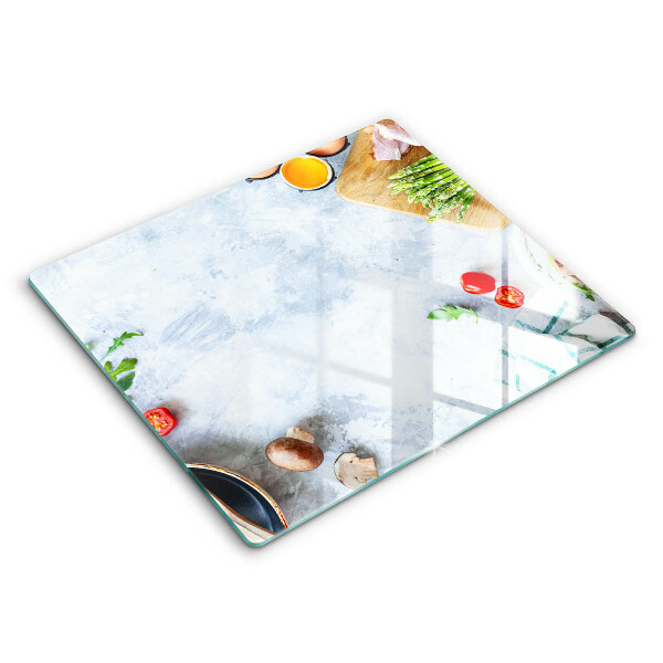 Tocător din sticlă modern Ingrediente în bucătărie 60x52 cm