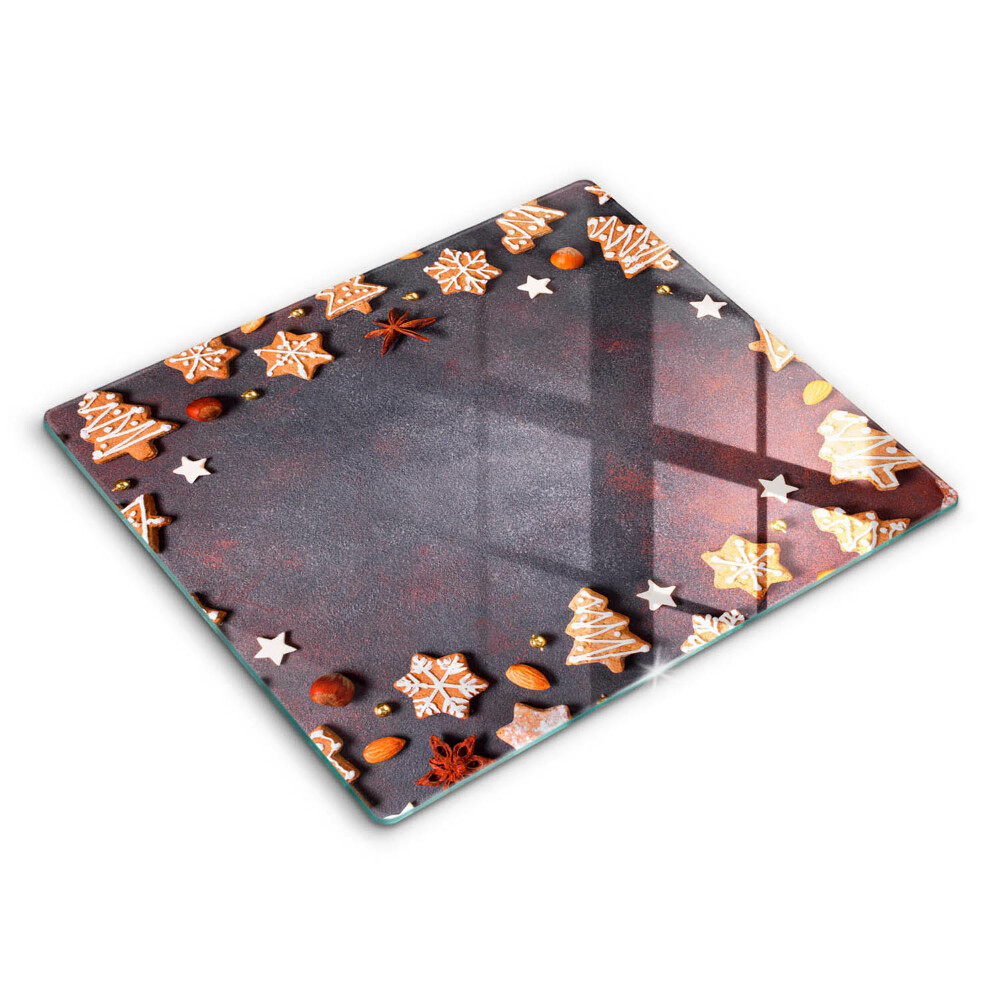 Tocător din sticlă modern Fursecuri de turtă dulce de Crăciun 60x52 cm