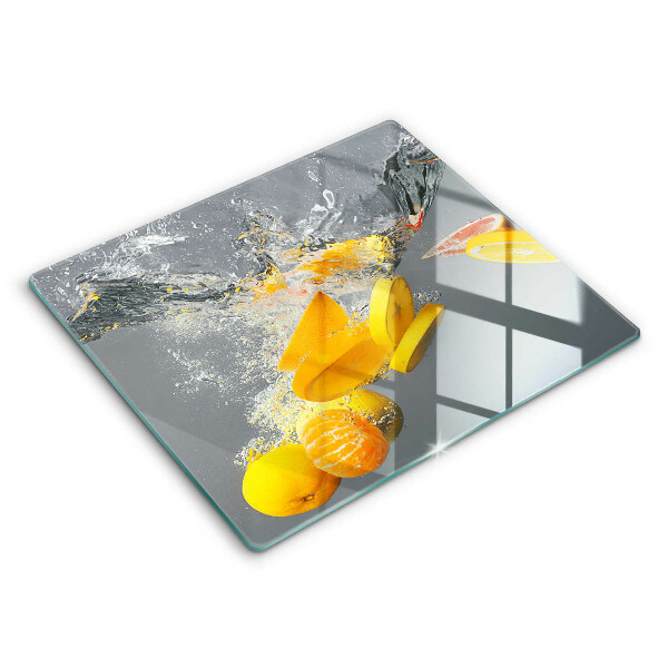 Tocător din sticlă modern Lămâi în apă 60x52 cm