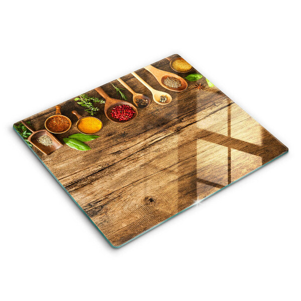 Tocător sticlă modern Linguri de condimente din lemn 60x52 cm