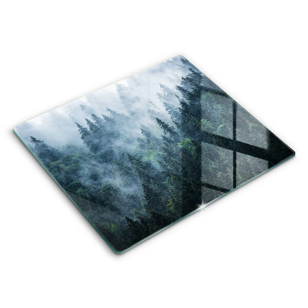 Tocător din sticlă modern Copaci de pădure și ceață 60x52 cm