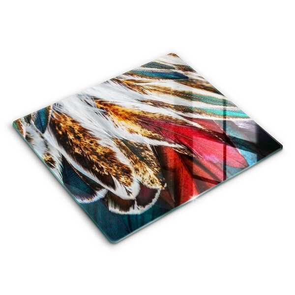 Tocător sticlă modern Pene de pasăre Boho 60x52 cm