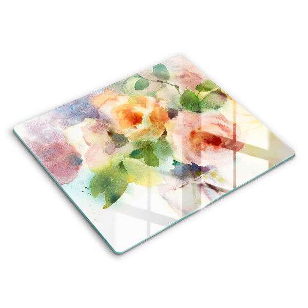 Tocător sticlă modern Flori pictate 60x52 cm