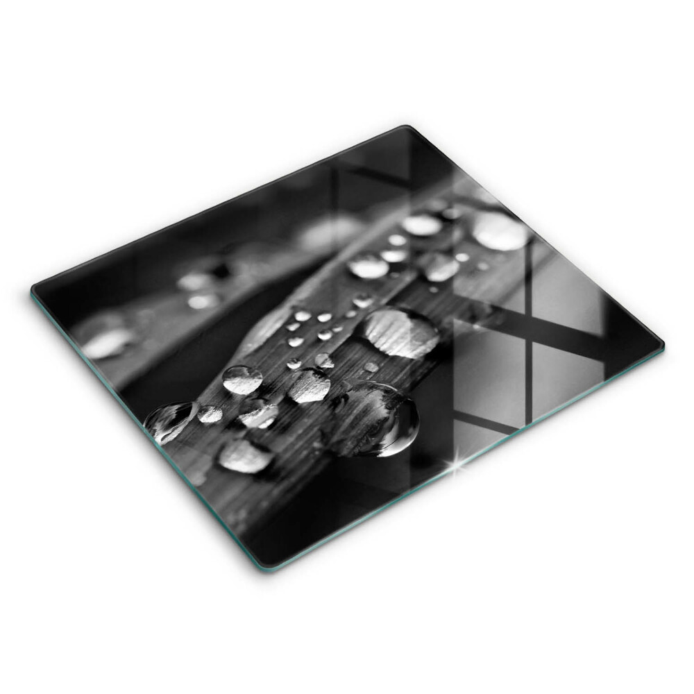 Tocător sticlă modern Picături de rouă pe frunze 60x52 cm