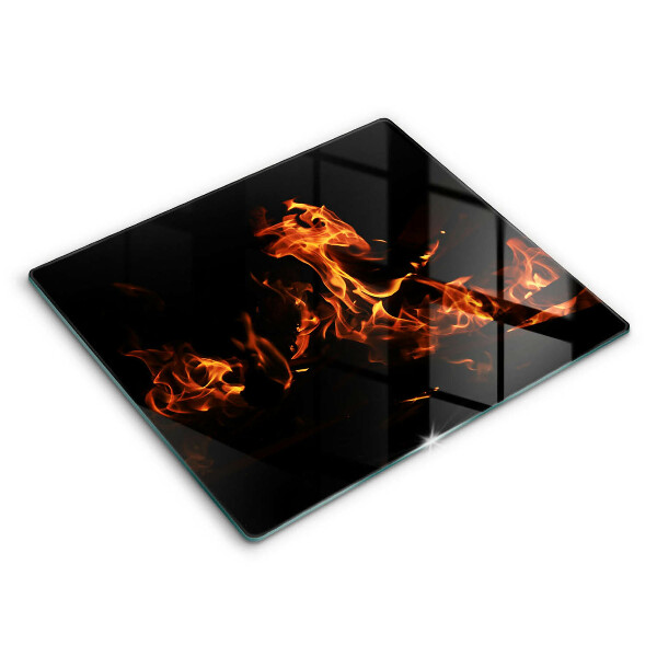 Tocător din sticlă modern Foc, flacără vie 60x52 cm