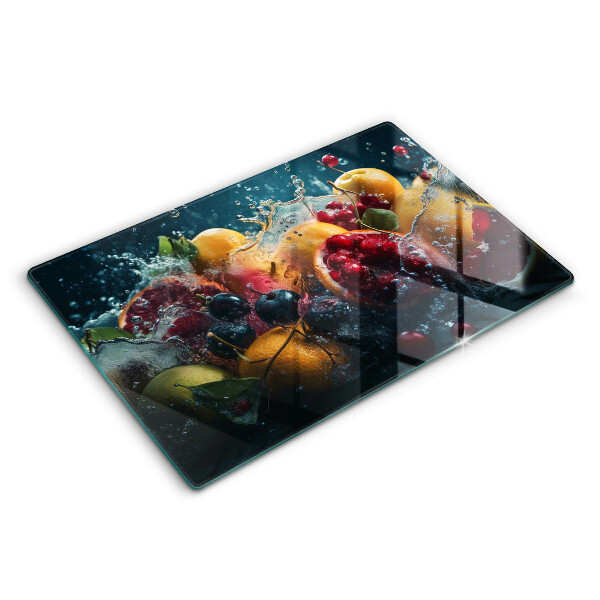 Tocător din sticlă modern Fructe în apă 80x52 cm