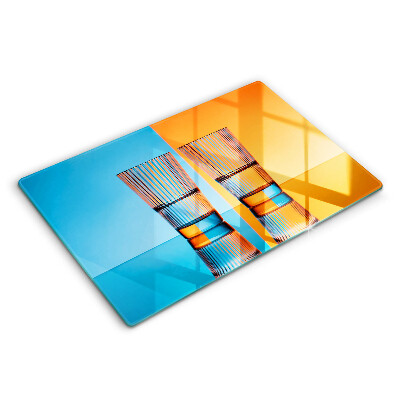 Tocător sticlă modern Două pahare de apă 80x52 cm