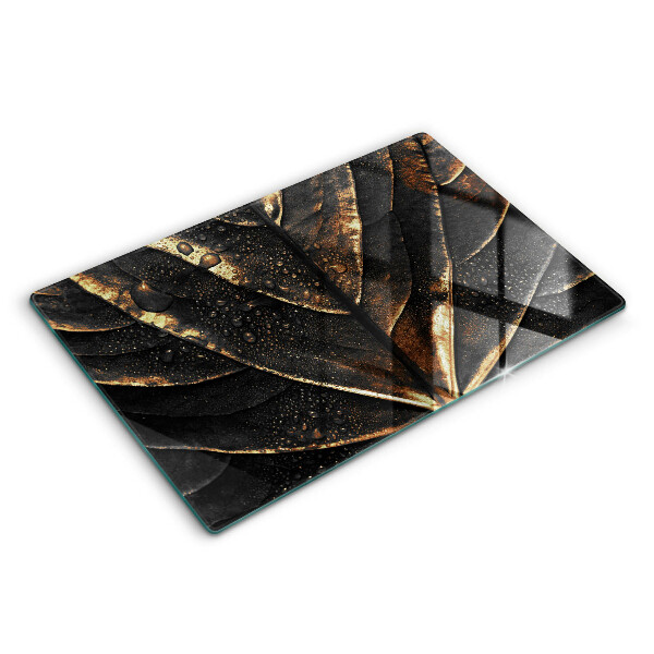 Tocător din sticlă modern Foiță de aur 80x52 cm
