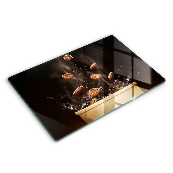 Tocător sticlă modern Boabe de cafea fierbinți 80x52 cm
