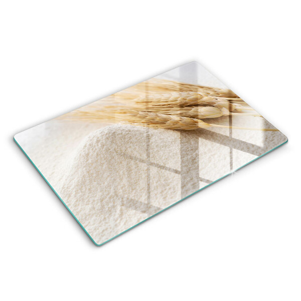 Tocător sticlă modern Făină și spice de grâu 80x52 cm