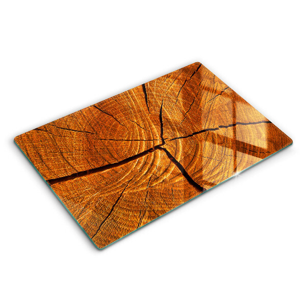 Tocător din sticlă modern Structura trunchiului din lemn 80x52 cm